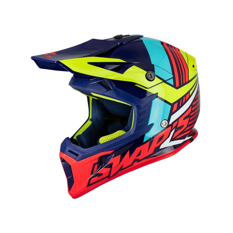 Casque Cross BLUR S818 - Bleu/Jaune/Rouge - CSW9G0102