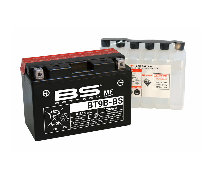 Batterie BS BATTERY sans entretien avec pack acide - BT9B-BS - 1079990