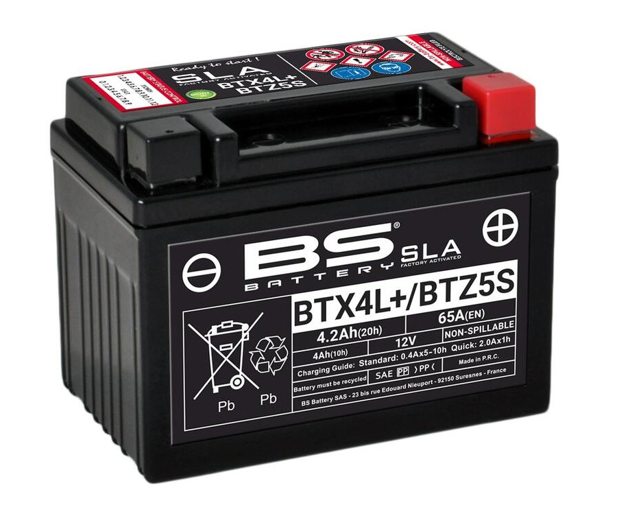 Batterie BS BATTERY SLA sans entretien activé usine - BTX4L+ / BTZ5S - 1080662