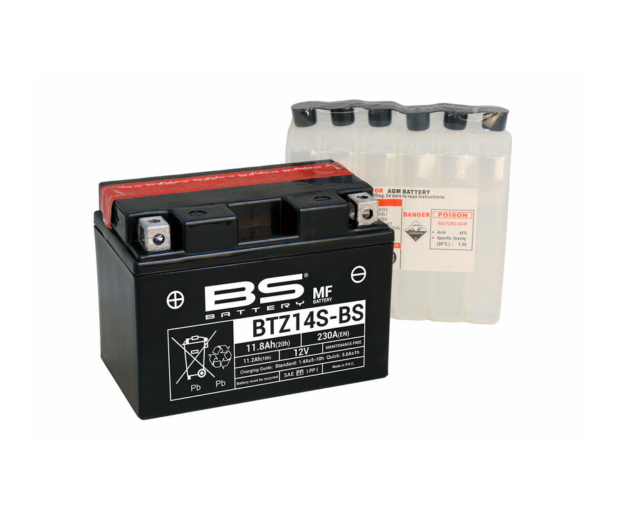 Batterie BS BATTERY sans entretien avec pack acide - BTZ14S-BS - 1079996