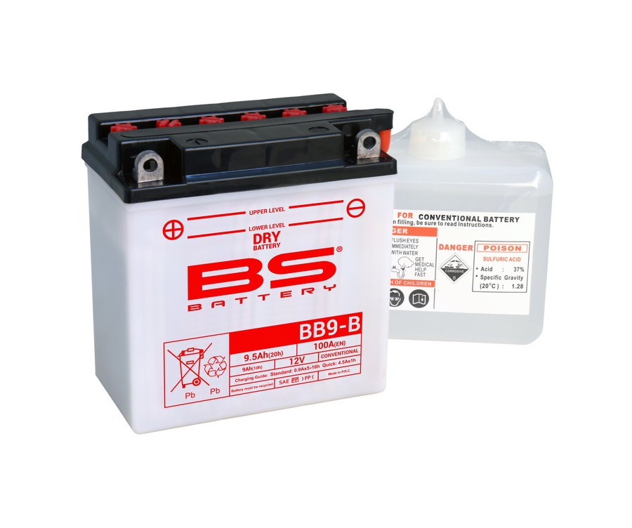 Batterie BS BATTERY Haute-performance avec pack acide - BB9-B - 1079962