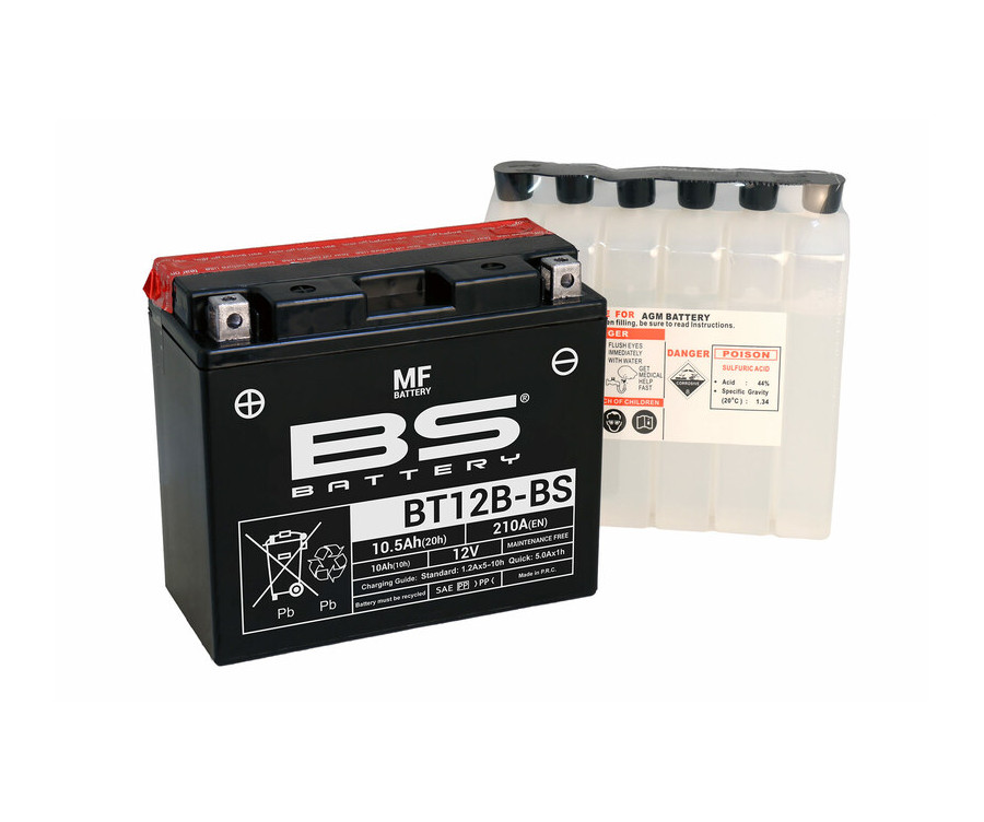 Batterie BS BATTERY sans entretien avec pack acide - BT12B-BS - 1079991