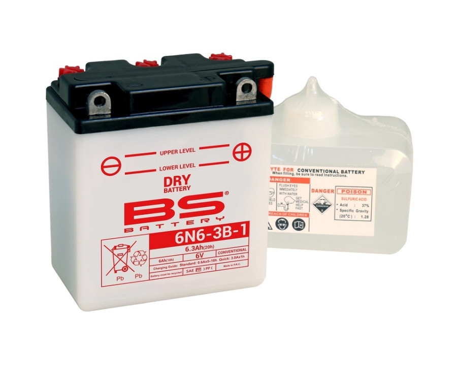 Batterie BS BATTERY conventionnelle avec pack acide - 6N6-3B-1 - 1079909