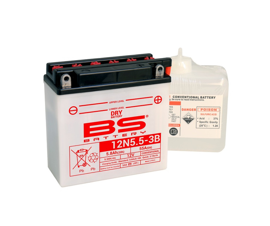 Batterie BS BATTERY conventionnelle avec pack acide - 12N5.5-3B - 1079913