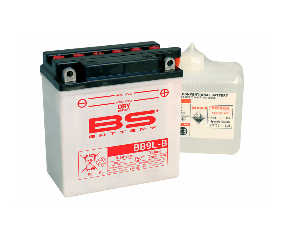 Batterie BS BATTERY Haute-performance avec pack acide - BB9L-B - 1077799