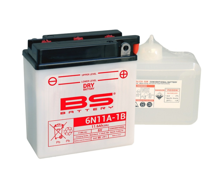 Batterie BS BATTERY conventionnelle avec pack acide - 6N11A-1B - 1079903
