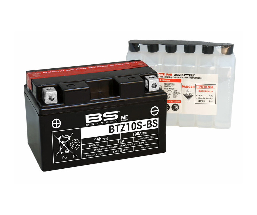 Batterie BS BATTERY sans entretien avec pack acide - BTZ10S-BS - 1079994