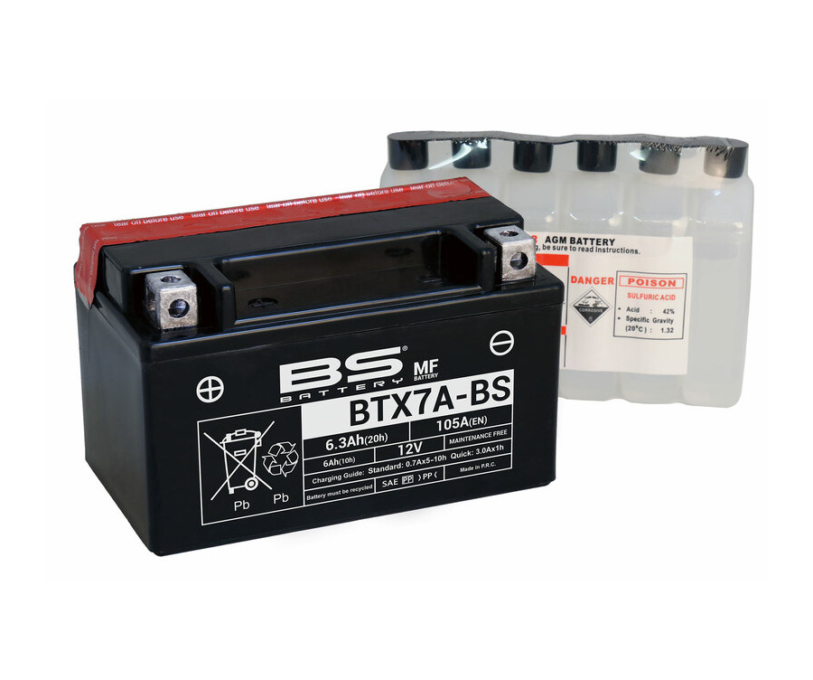 Batterie BS BATTERY sans entretien avec pack acide - BTX7A-BS - 1079984