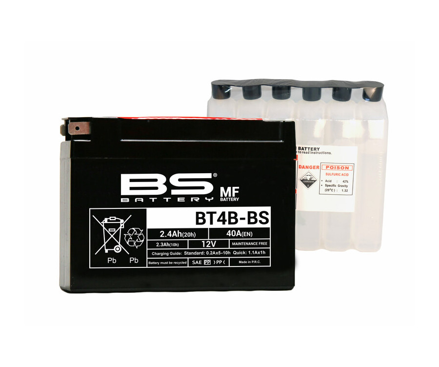 Batterie BS BATTERY sans entretien avec pack acide - BT4B-BS - 1079988