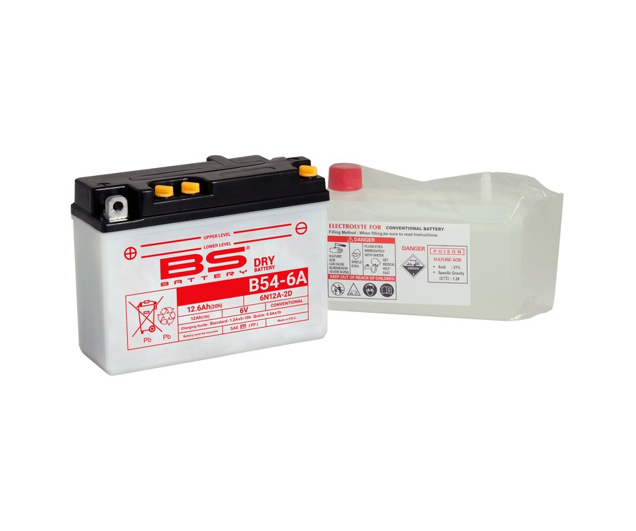 Batterie BS BATTERY conventionnelle avec pack acide - 6N12A-2D (B54-6A) - 1079901