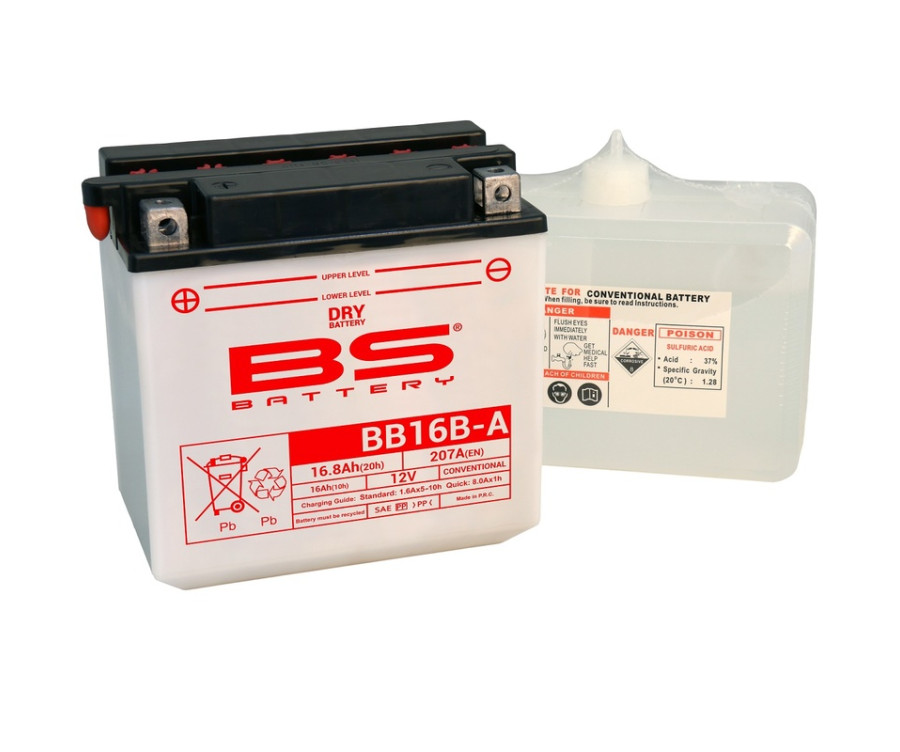 Batterie BS BATTERY Haute-performance avec pack acide - BB16B-A - 1079950