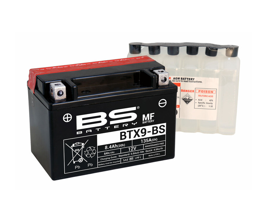 Batterie BS BATTERY sans entretien avec pack acide - BTX9-BS - 1079986