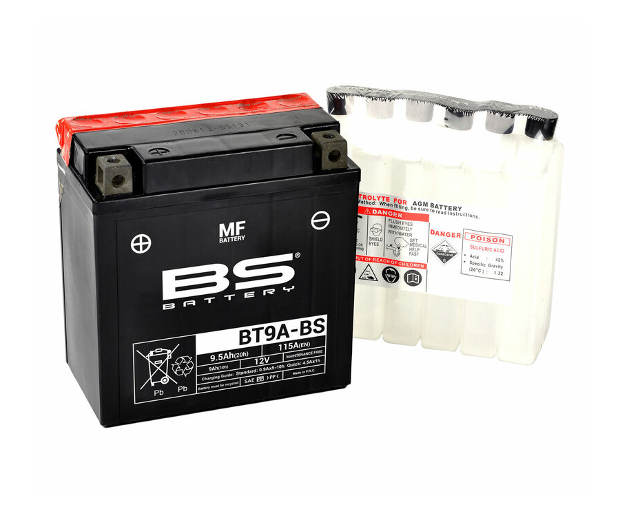 Batterie BS BATTERY sans entretien avec pack acide - BT9A-BS - 1079997