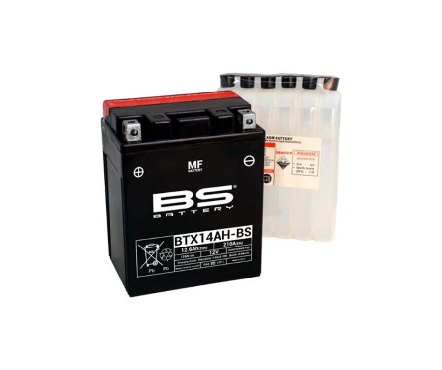 Batterie BS BATTERY sans entretien avec pack acide - BTX14AH-BS - 1079974