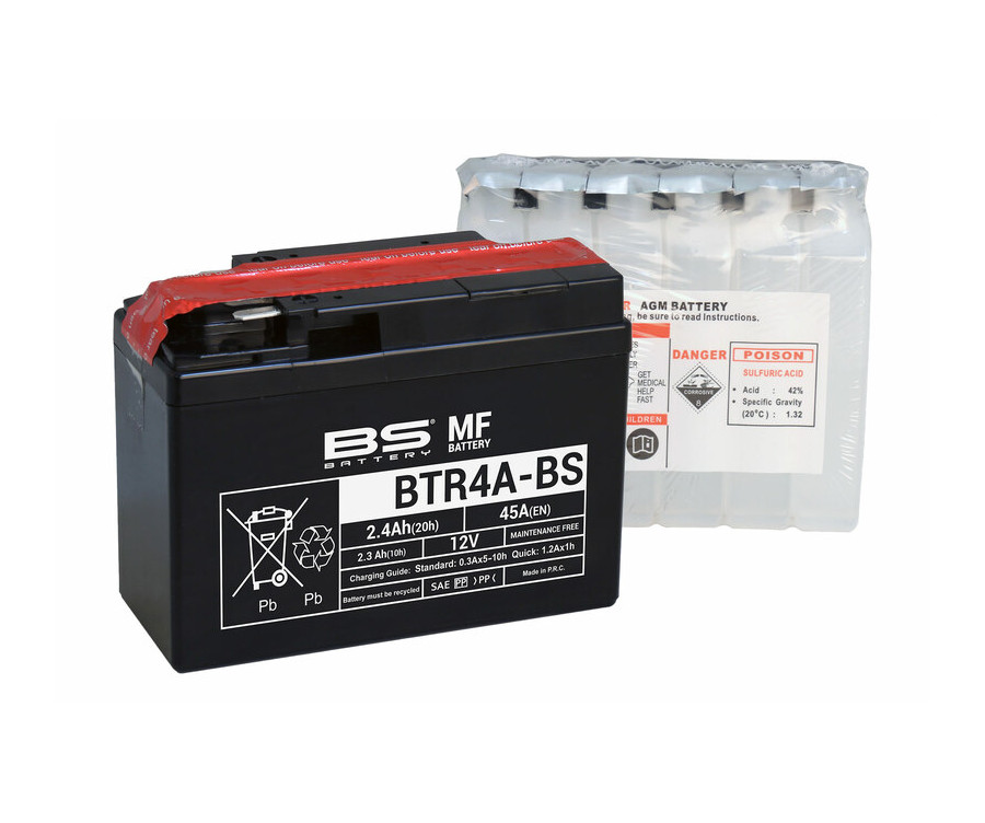 Batterie BS BATTERY sans entretien avec pack acide - BTR4A-BS - 1079987