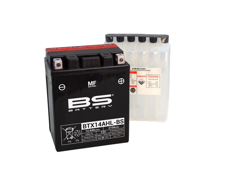 Batterie BS BATTERY sans entretien avec pack acide - BTX14AHL-BS - 1080707