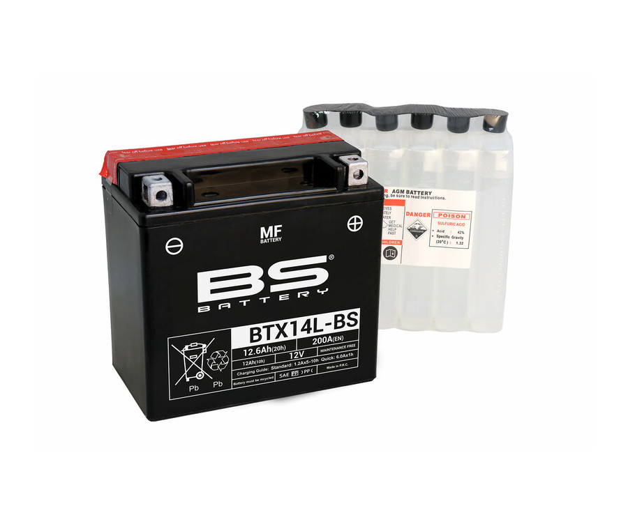 Batterie BS BATTERY sans entretien livrée avec pack acide - BTX14L-BS - 1090286