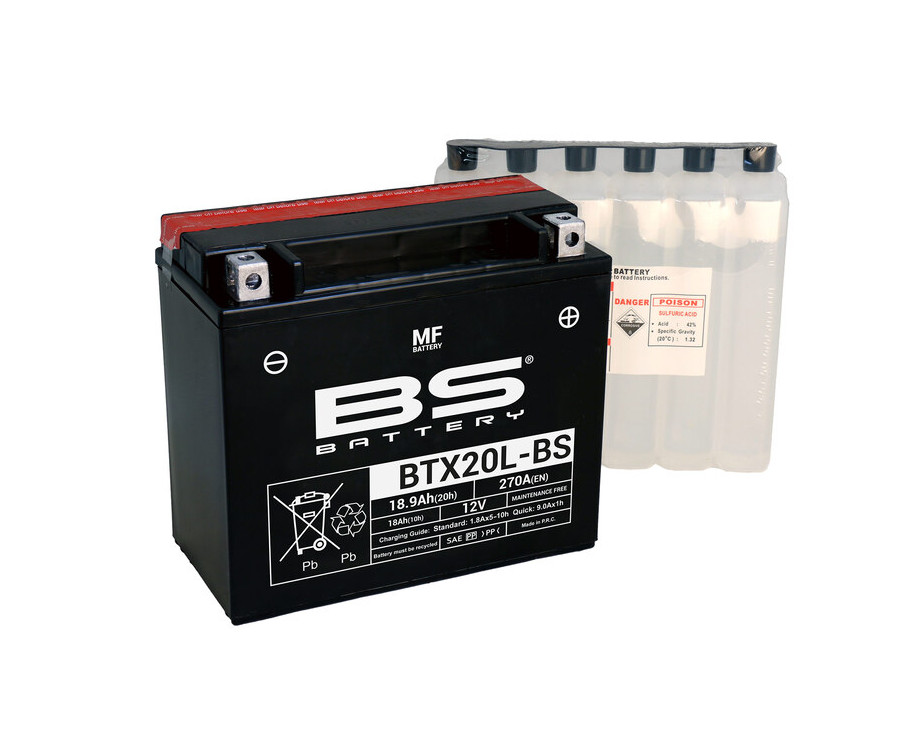 Batterie BS BATTERY sans entretien avec pack acide - BTX20L-BS - 1079928