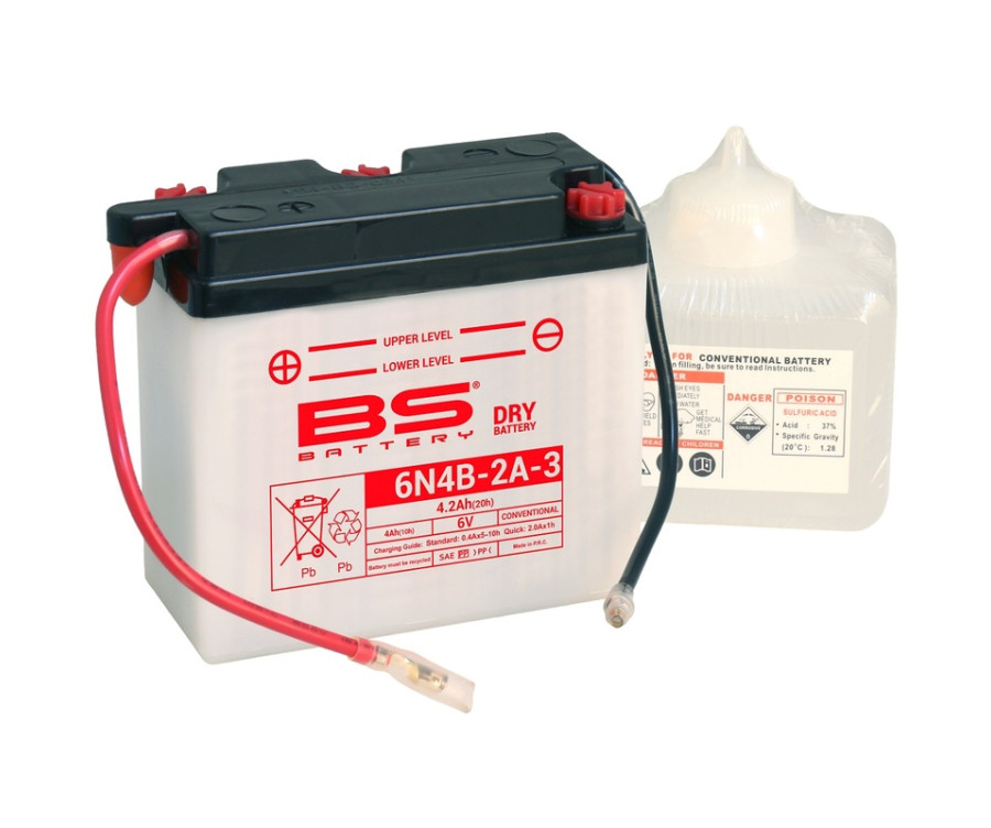 Batterie BS BATTERY conventionnelle avec pack acide - 6N4B-2A-3 - 1079907