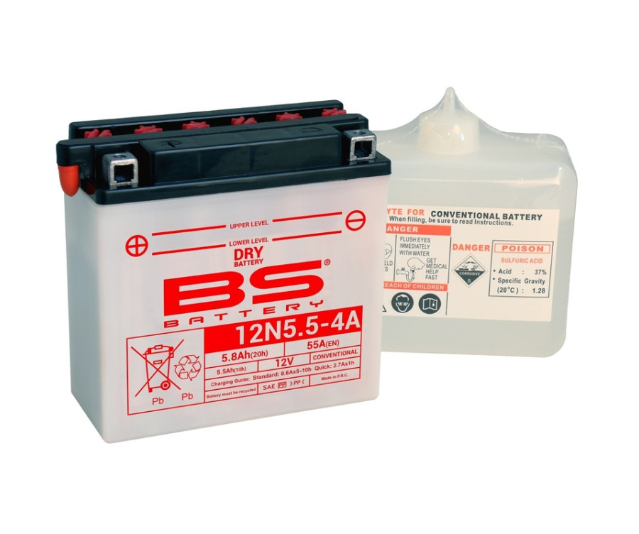 Batterie BS BATTERY conventionnelle avec pack acide - 12N5.5-4A - 1079914