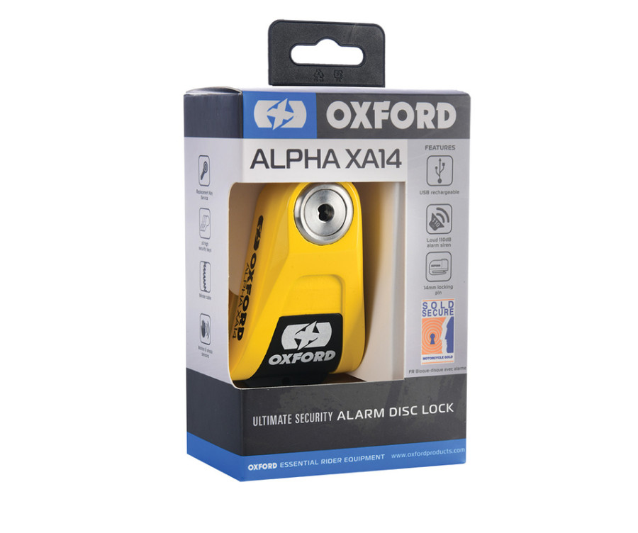 Bloque disque alarme OXFORD Alpha XA14 Ø14mm inox noir/jaune - 1068387