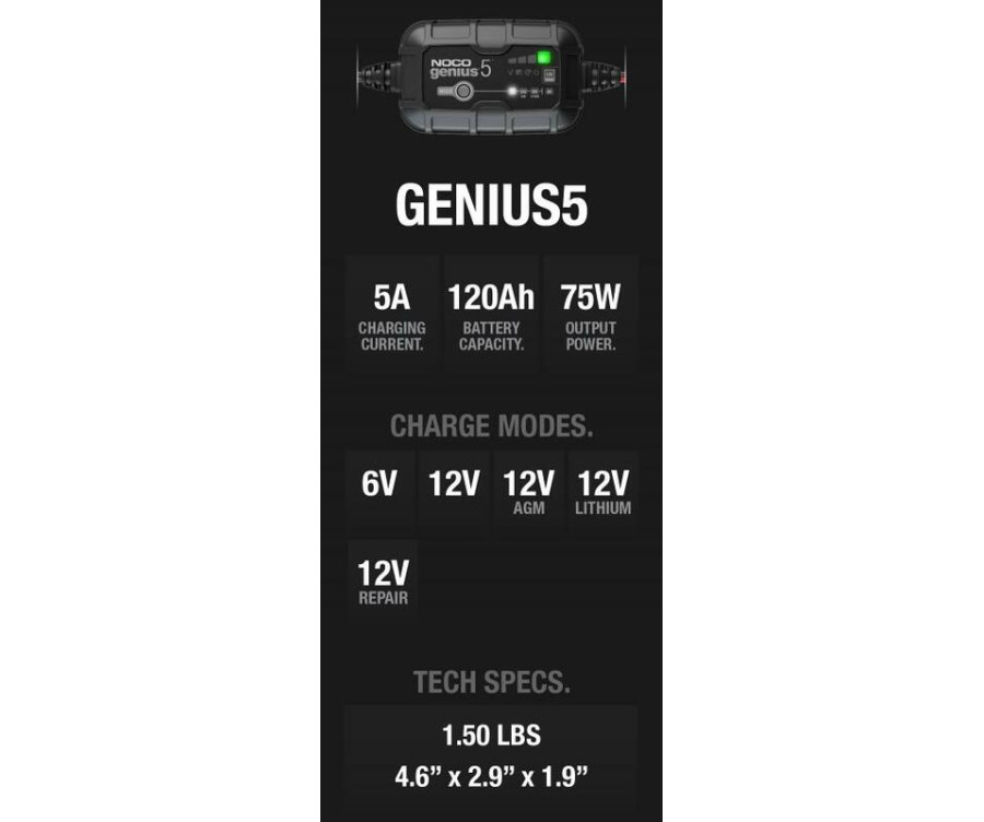 Chargeur de batterie intelligent NOCO Genius5 6/12V 5A - 1079654