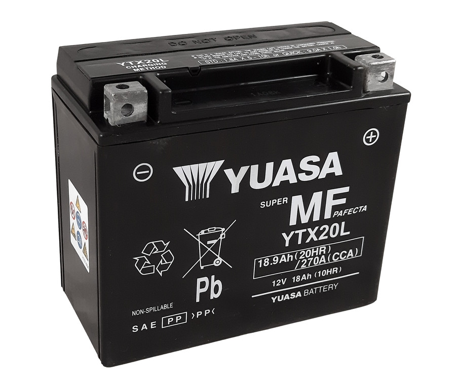 Batterie YUASA W/C sans entretien activée usine - YTX20L FA - 1103943