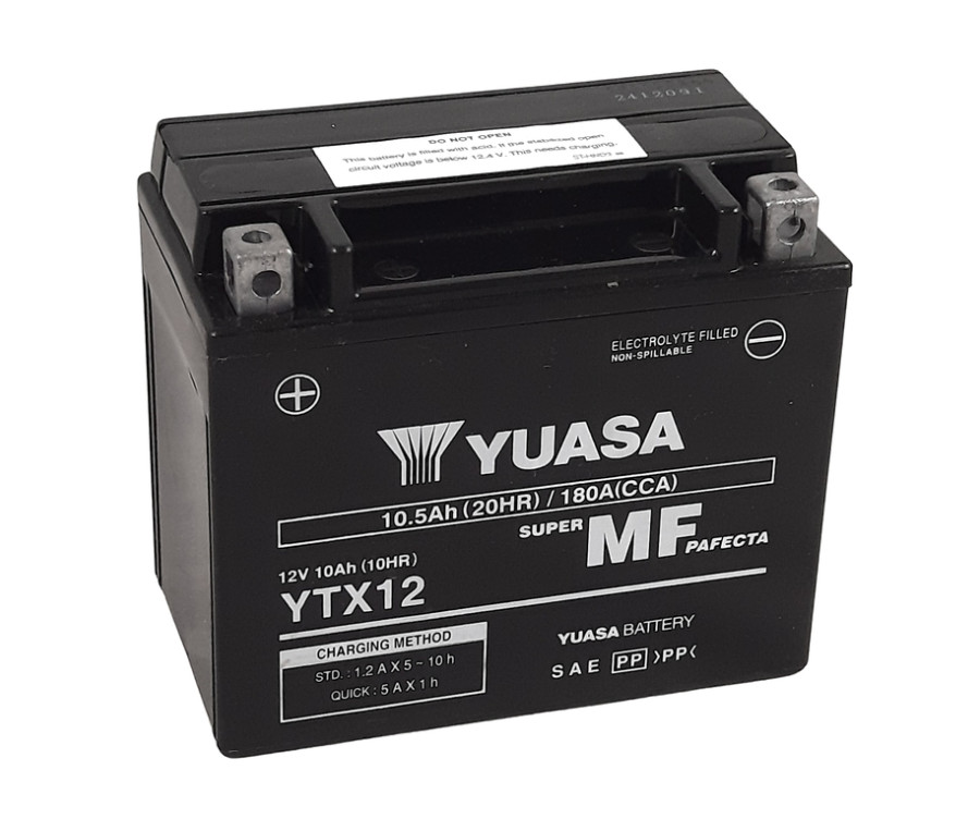 Batterie YUASA W/C sans entretien activée usine - YTX12 FA - 1103938