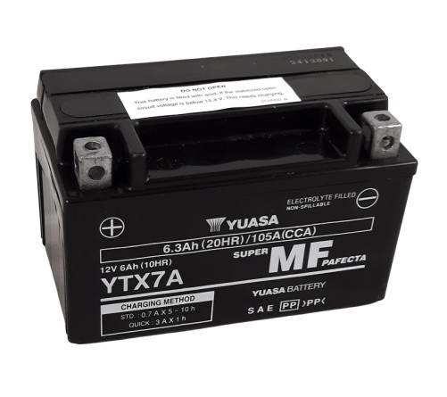 Batterie YUASA W/C sans entretien activée usine - YTX7A FA - 1103935