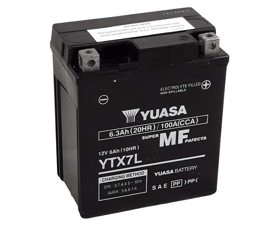 Batterie YUASA W/C sans entretien activée usine - YTX7L FA - 1103936