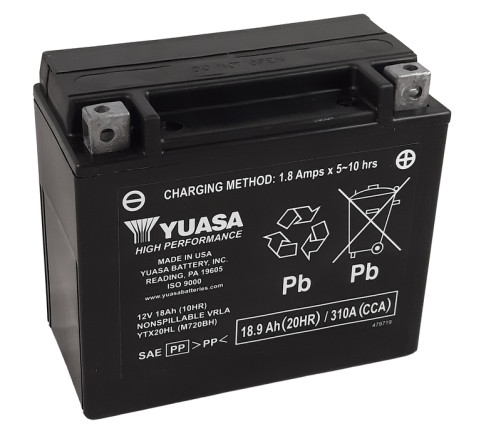 Batterie YUASA W/C sans entretien activée usine - YTX20HL FA - 1103944