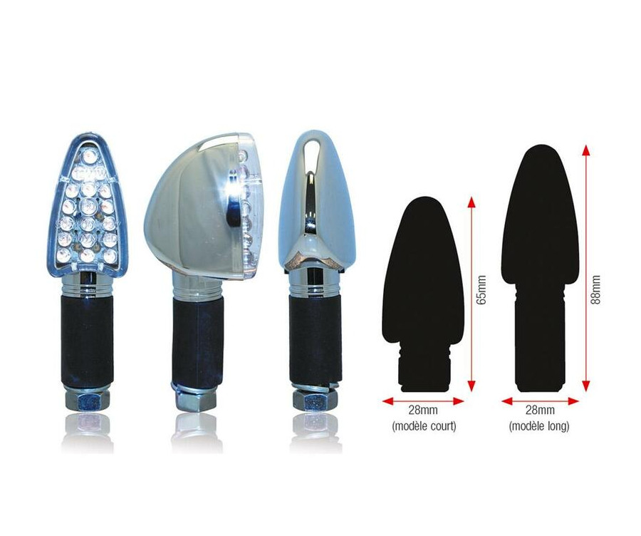 Clignotants BIHR Triangle LED court chrome universel - 1064255