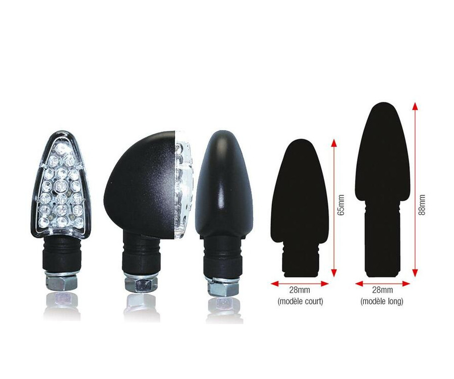 Clignotants BIHR Triangle LED court noir universel - 1064254