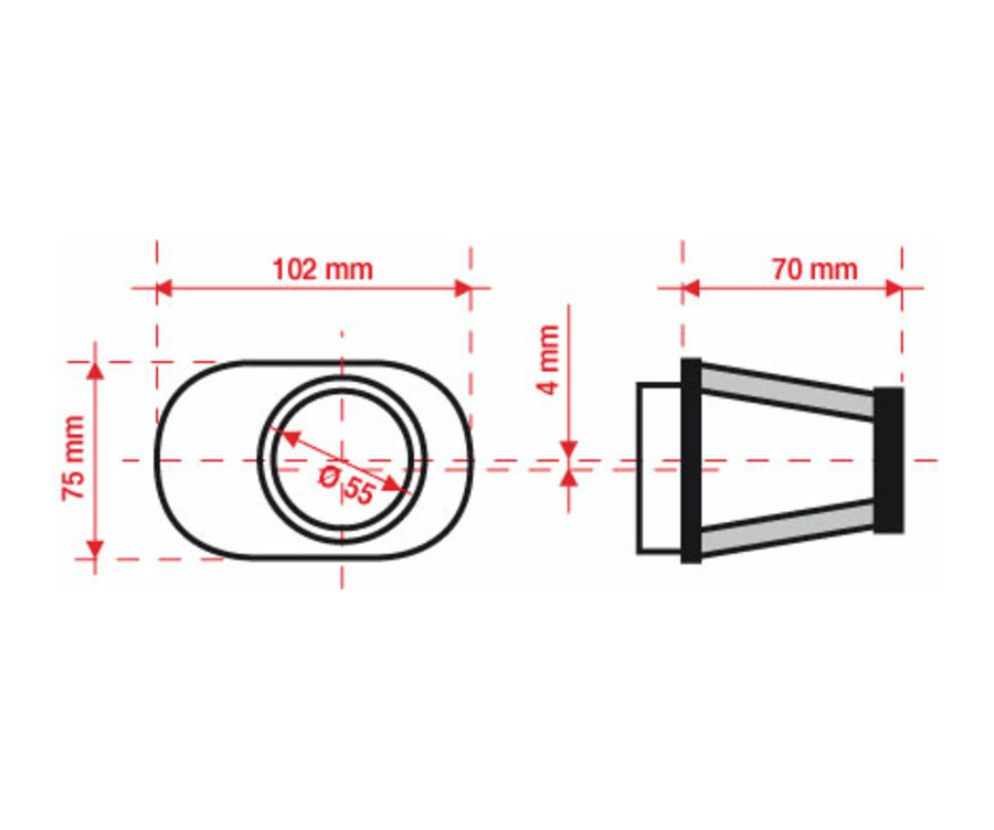 Filtre à air BMC conique Ø55mm - FBPF55-70L Filtre à air BMC conique Ø55mm - FBPF55-70L