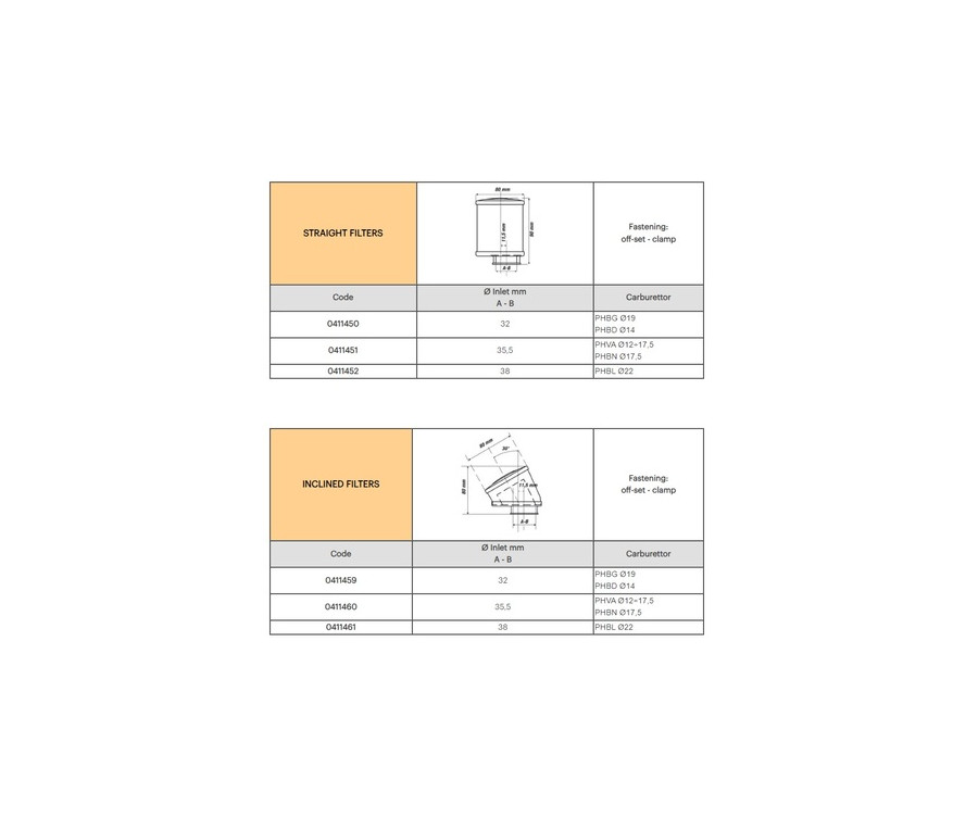Filtre à air MALOSSI Red E14 Ø38mm - incliné 30° - 1126220