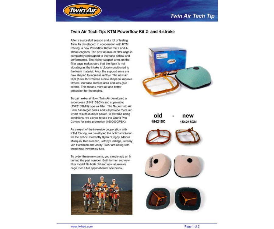 Filtre à air TWIN AIR kit Powerflow - 154215CN KTM - 1098963