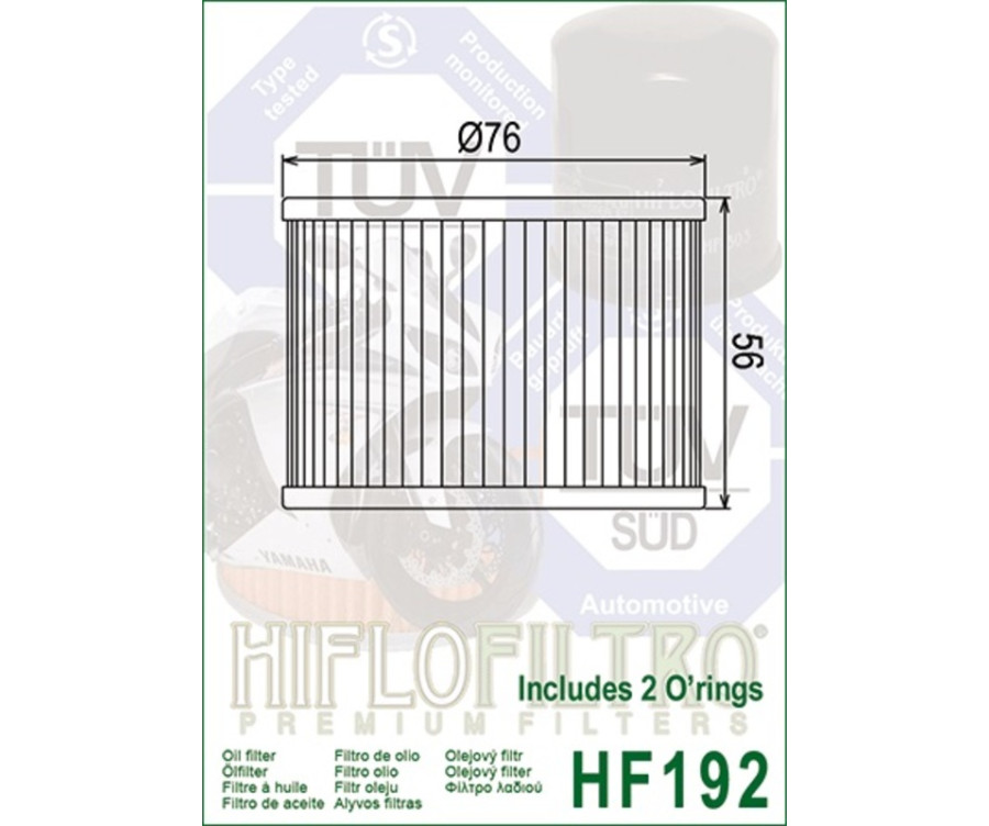 Filtre à huile HIFLOFILTRO - HF192 Triumph - 1000514