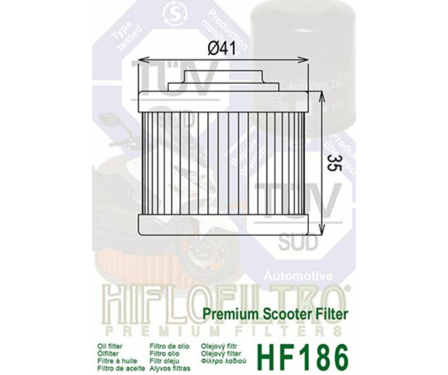 Filtre à huile HIFLOFILTRO - HF186 Aprilia Scarabeo - 1000512