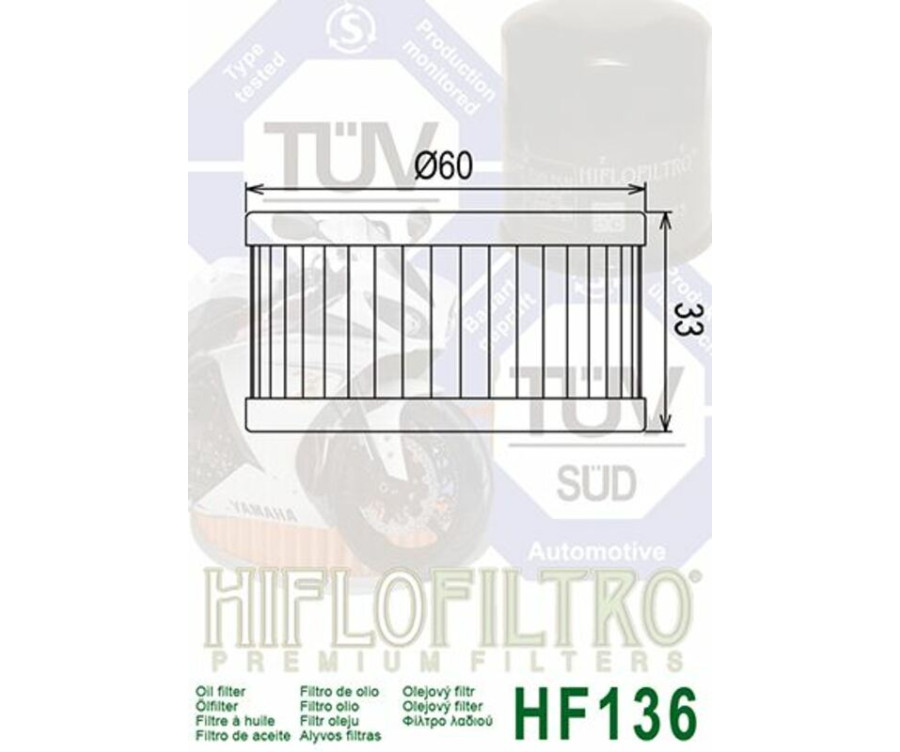 Filtre à huile HIFLOFILTRO - HF136 - 1000467