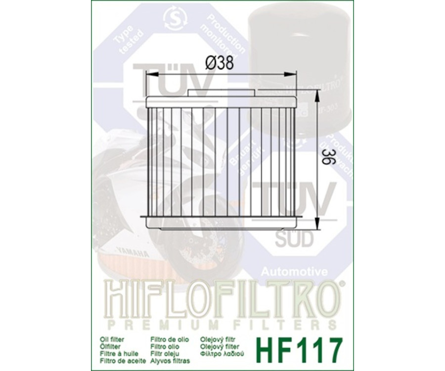 Filtre à huile HIFLOFILTRO - HF117 Honda - 1000458