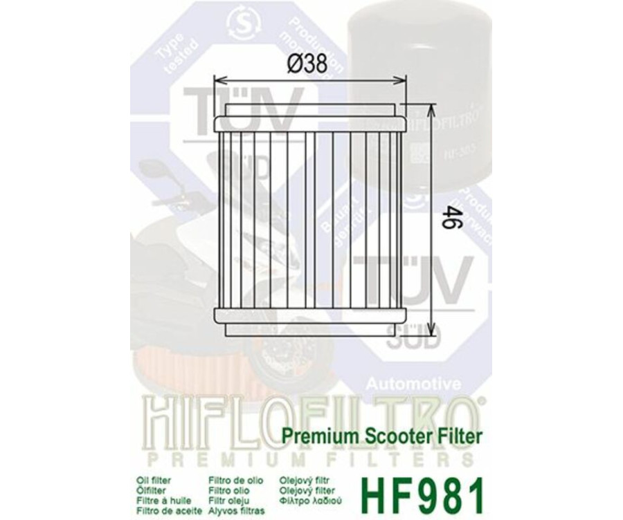 Filtre à huile HIFLOFILTRO - HF981 - 1000559