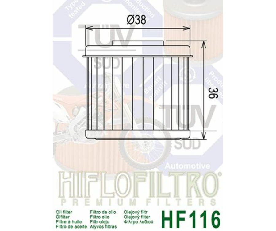 Filtre à huile HIFLOFILTRO - HF116 - 1000457