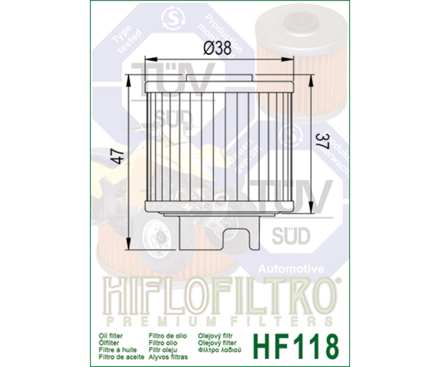 Filtre à huile HIFLOFILTRO - HF118 Honda - 1000563