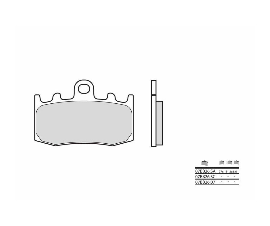 Plaquettes de frein BREMBO route métal fritté - 07BB26SA - 1035842