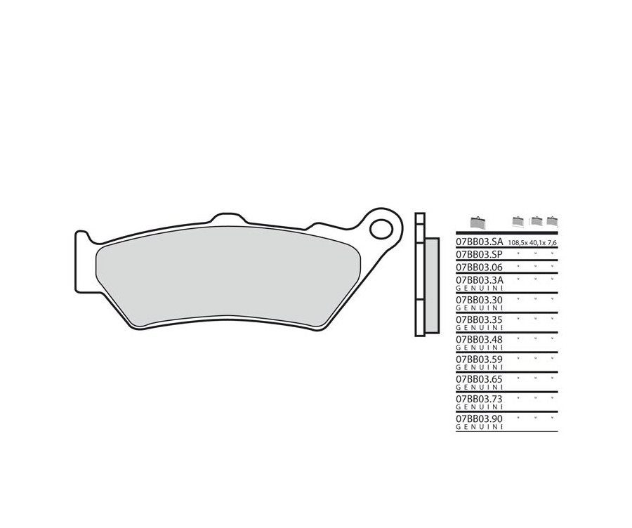 Plaquettes de frein BREMBO route métal fritté - 07BB03LA - 1035793