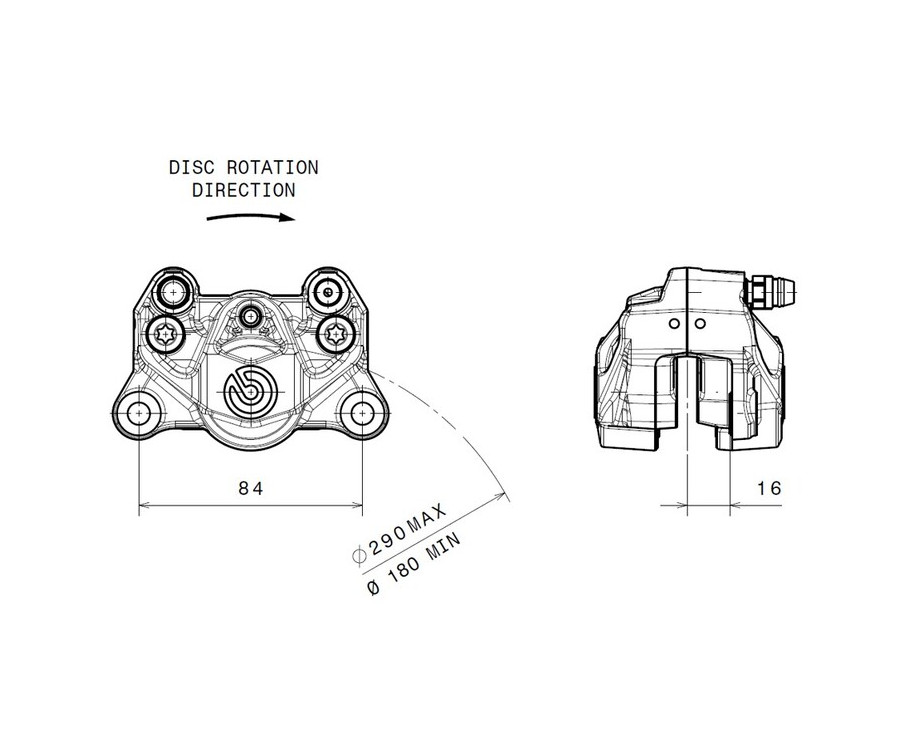 Etrier de frein arrière BREMBO Ø34mm titane - 1090760