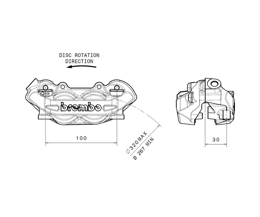 Etrier de frein avant gauche BREMBO P4 titane Ø32mm - 1090745