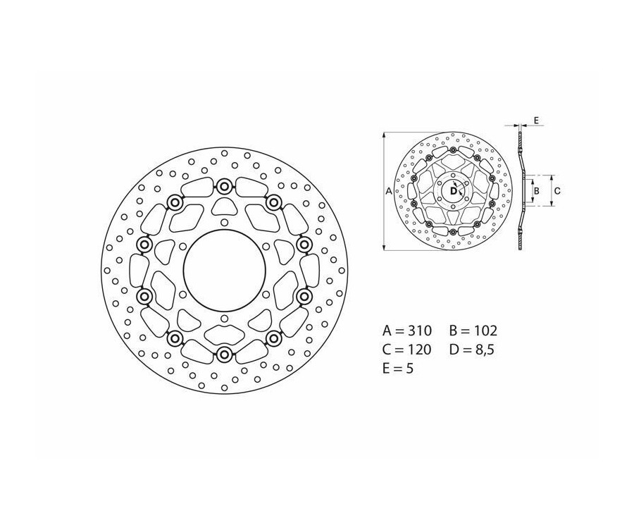Disque de frein BREMBO Serie Oro rond flottant - 1035616