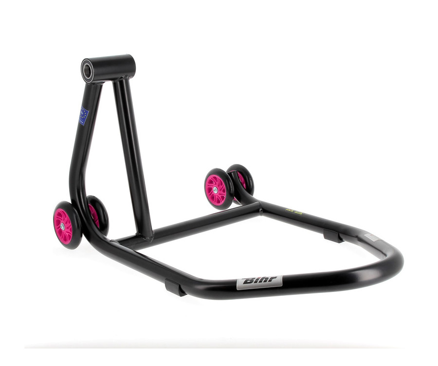 Béquille monobras gauche BIHR Home Track noir mat roues rose - 3032146