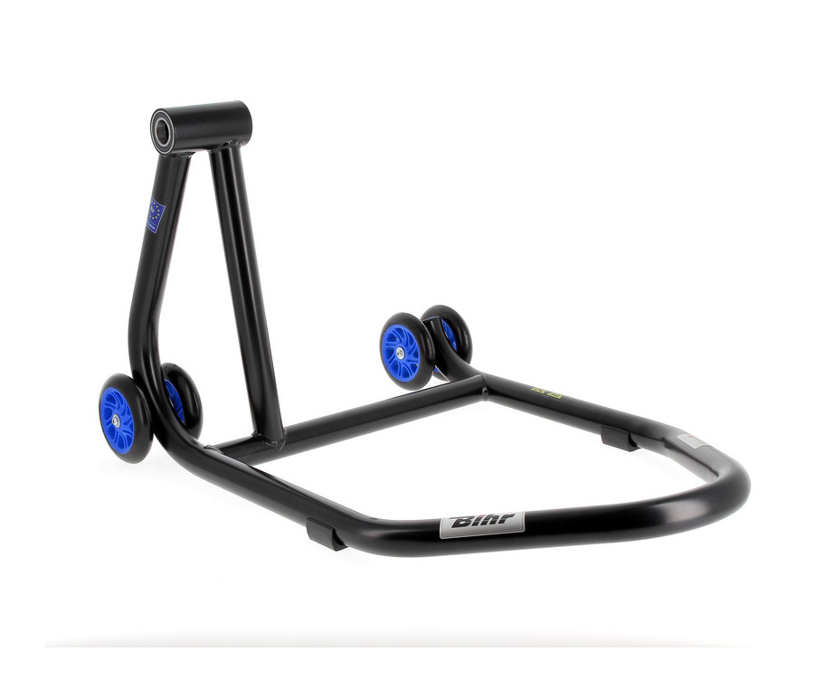 Béquille monobras gauche BIHR Home Track noir mat roues bleu - 3032097